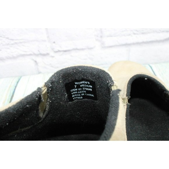 LL Bean Tan Suede Slip-On Round Toe Mules Clogs Shoes Size 7 Medium - Picture 8 of 9